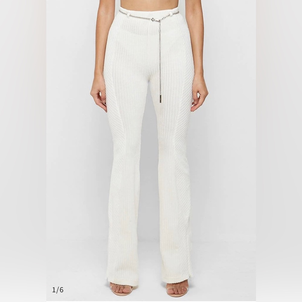 Maniere de voir white ribbed pants NWOT